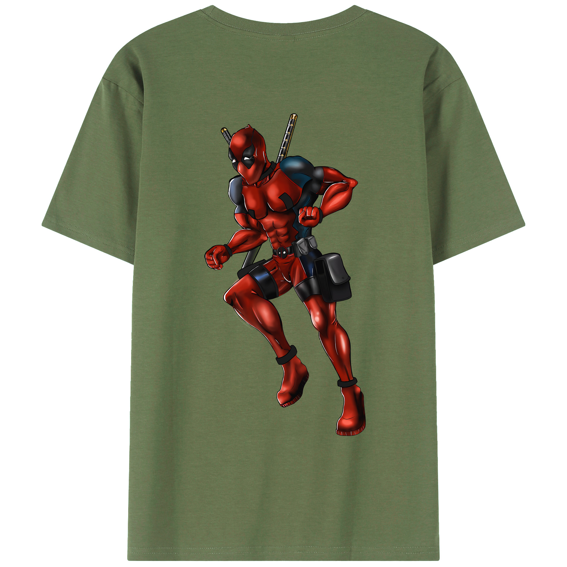 （画像用） Deadpool デッドプール 綿100％ メンズ半袖Tシャツ（バックプリント） 通気性